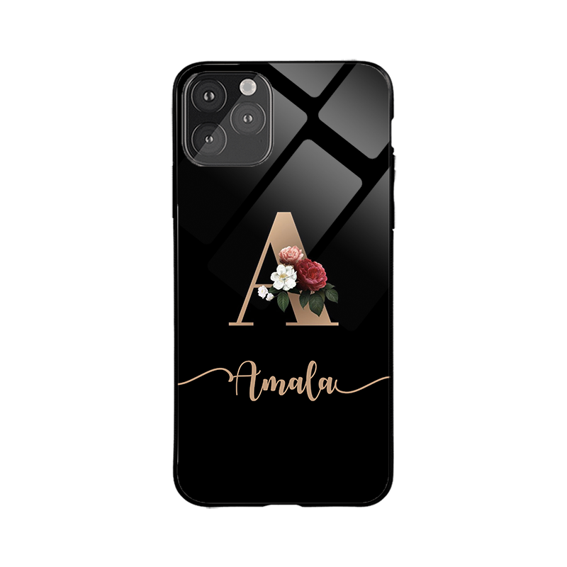 Glossy Protective Case With Floral Letter Name