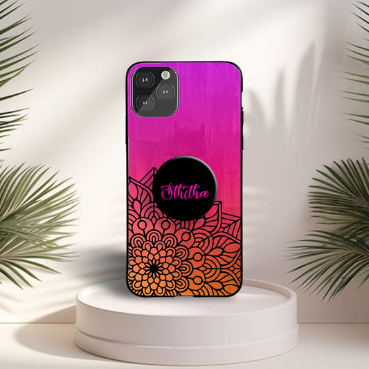 Gripper Case With Pink Purple Mandala Name