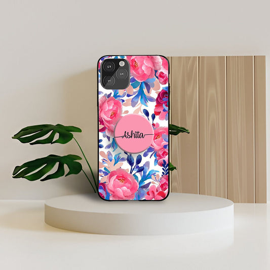 Gripper Case With Blue Pink Floral Name