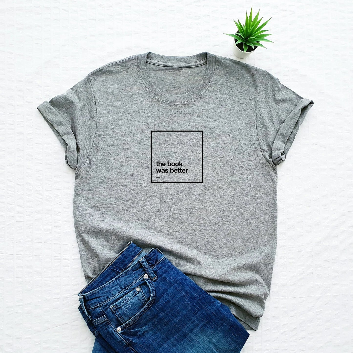 The Book Was Better Printed Grey Melange Unisex T-Shirt