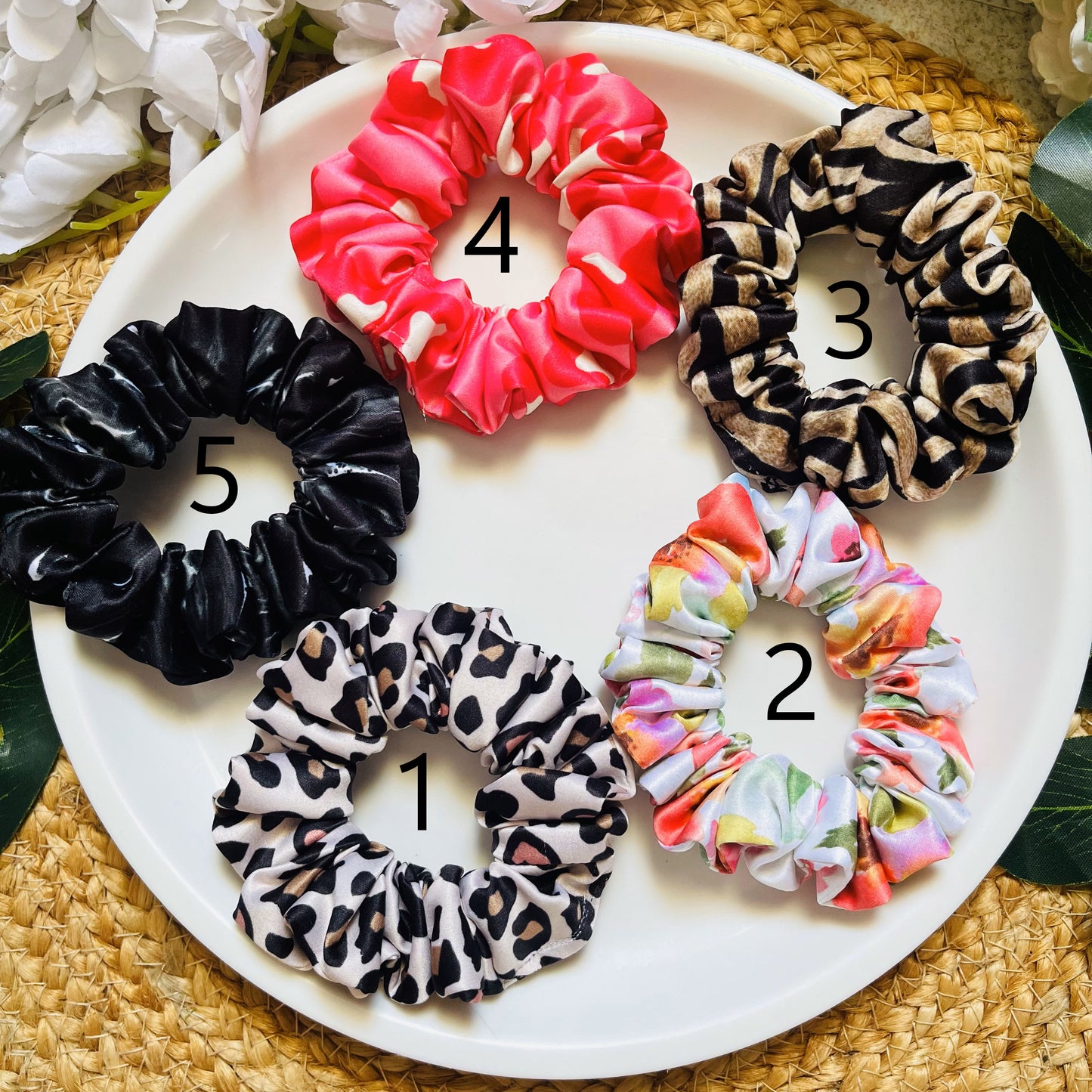 Satin Printed Lux Medium Size Scrunchie