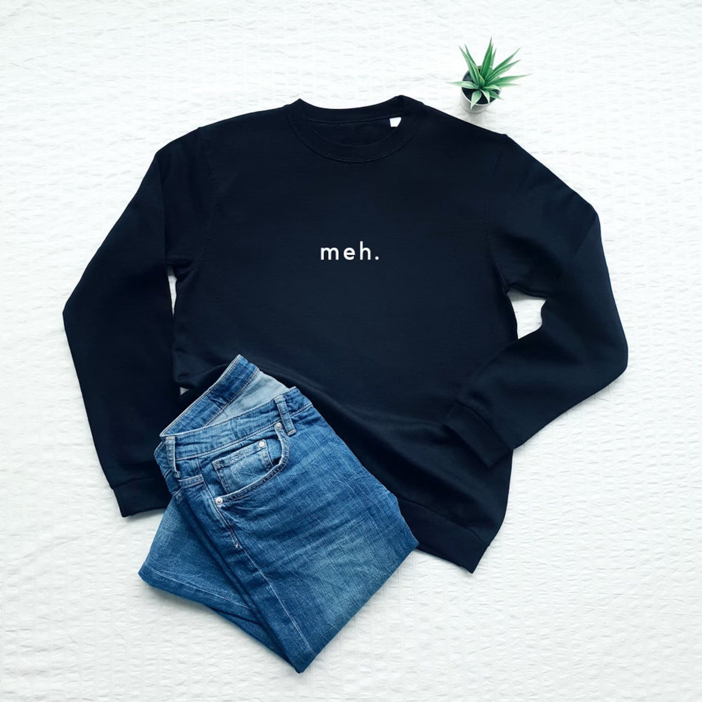 Meh Unisex Black Sweatshirt