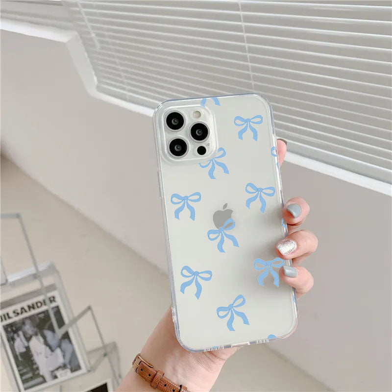 Blue Bows Printed Transparent Silicone case