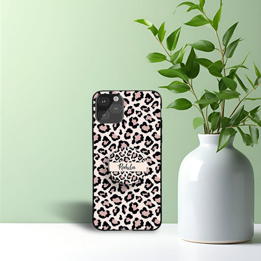 Leopard Gripper Case With Peach and Black