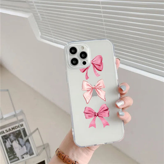 Pink Bows Printed Transparent Silicone case