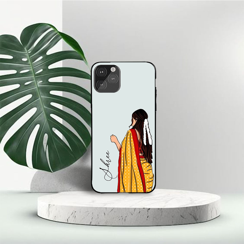 Girl on Saree Name Printed Protective Case