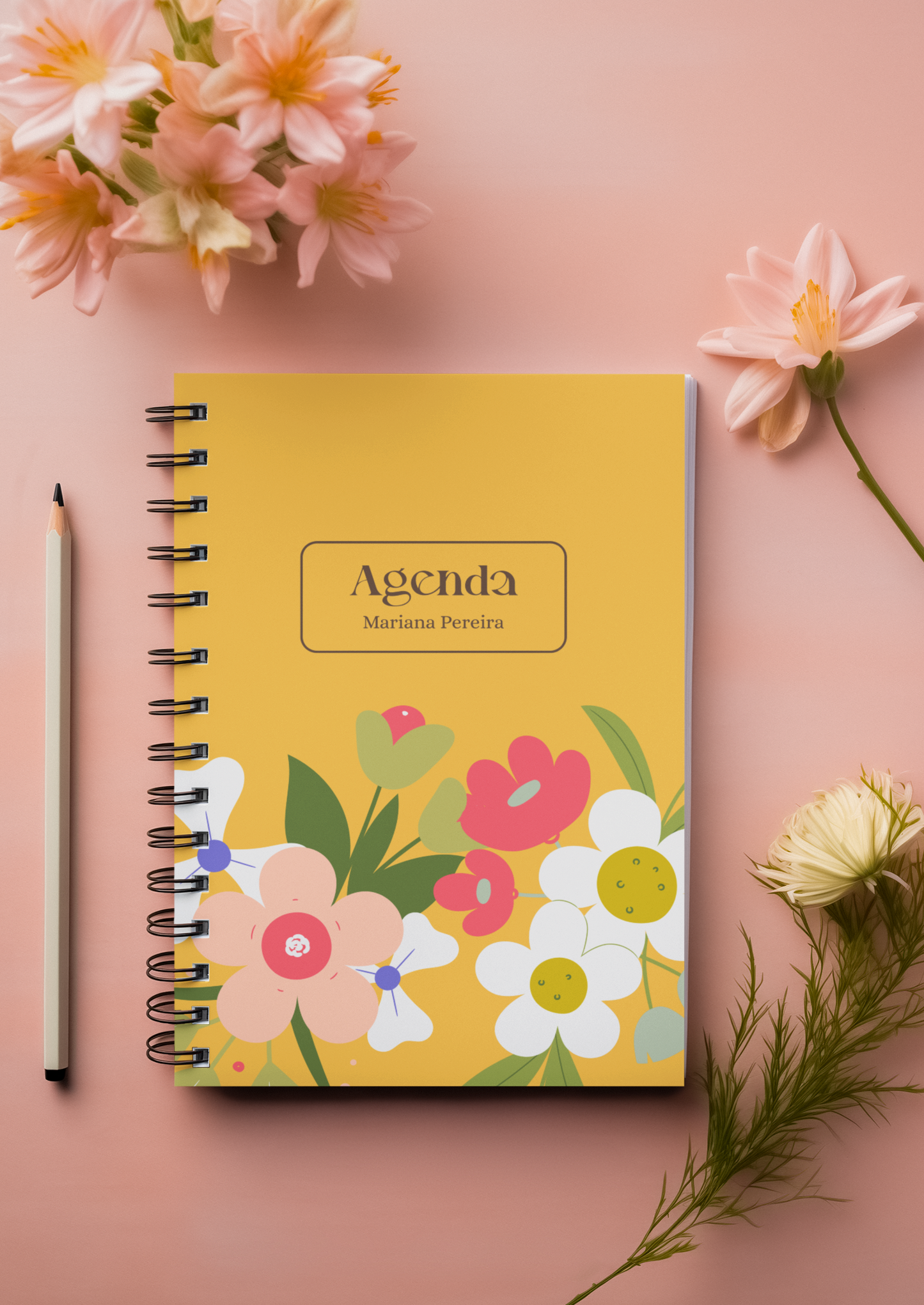 Agenda Flower Design A5 Spiral Notebook