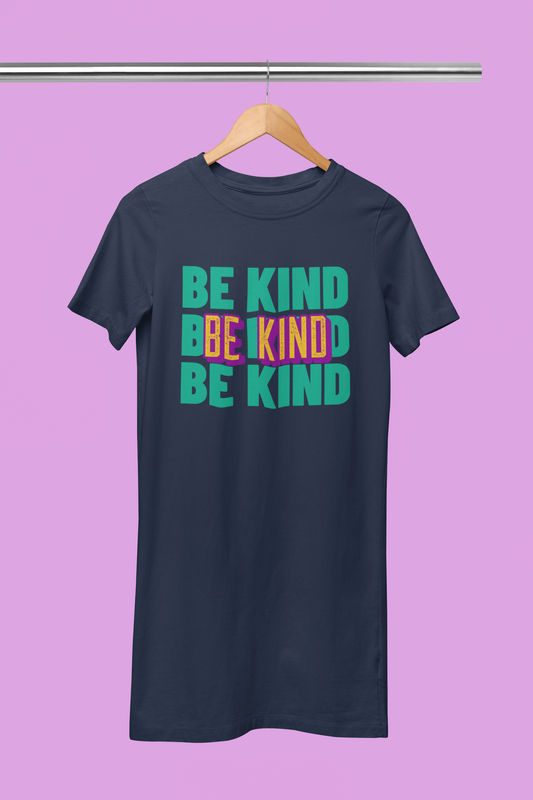 Be Kind Printed Navy T-shirt Dress