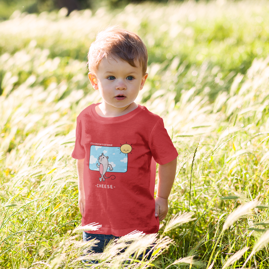 Cheese Printed Red  Kids T-shirts