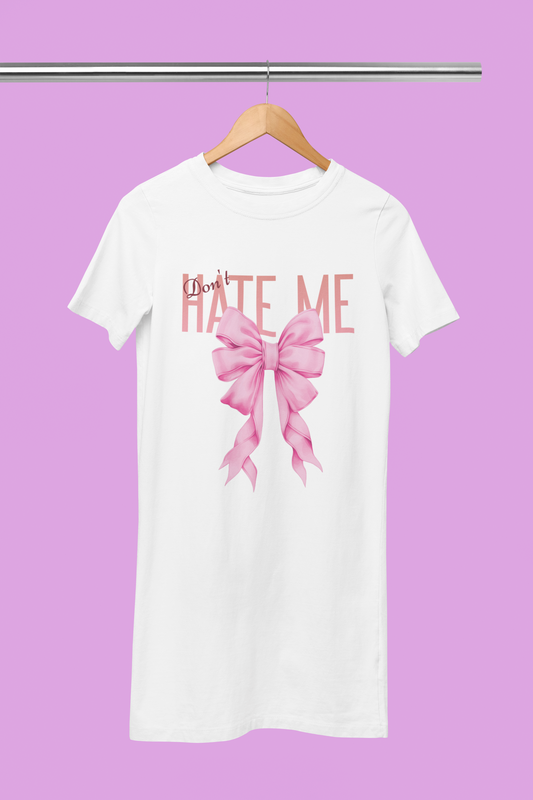 Dont Hate Me Printed White T-shirt Dress