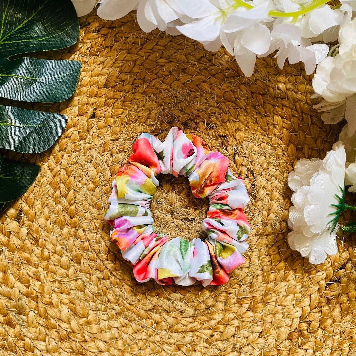 Satin Printed Lux Medium Size Scrunchie