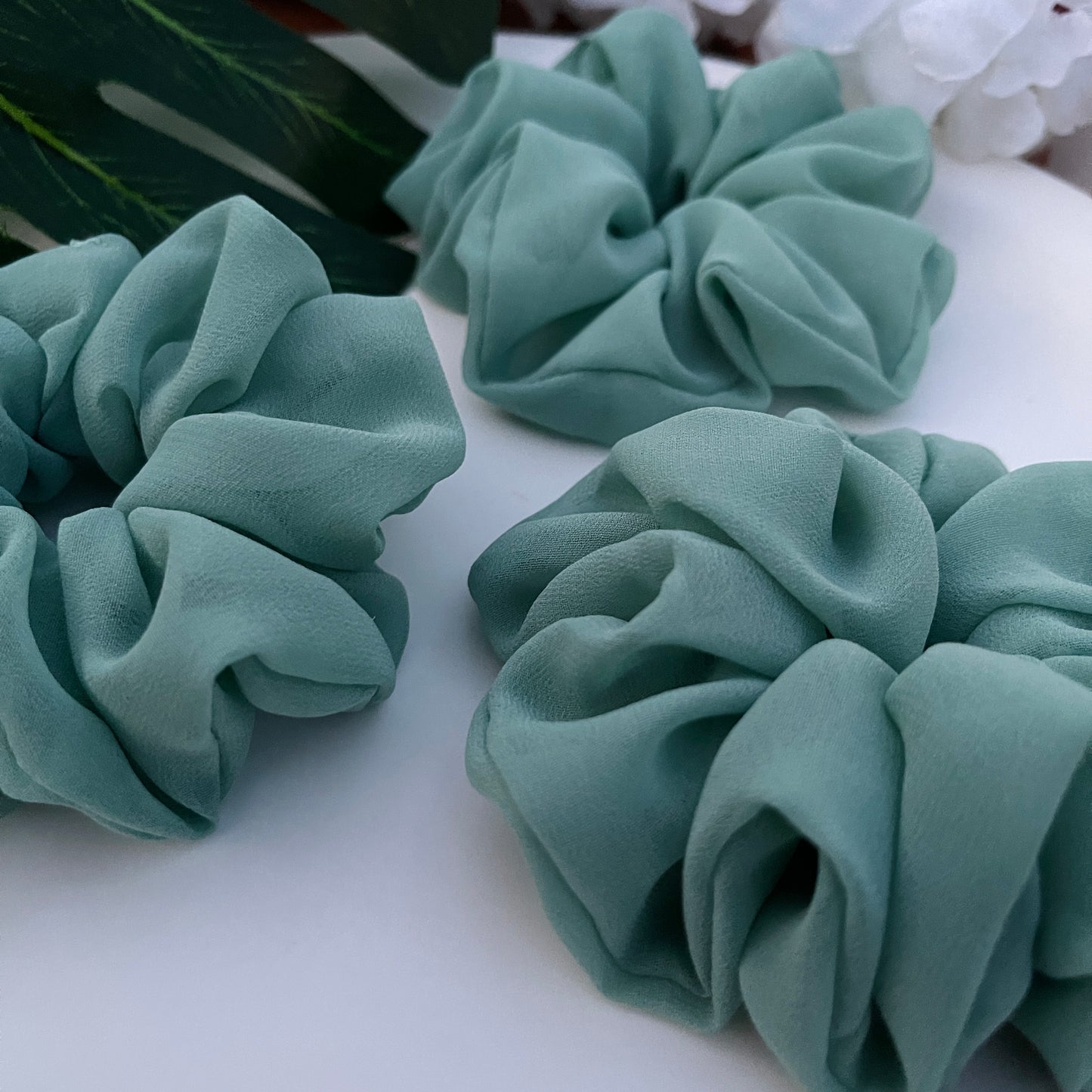 Water Leaf Georgette Scrunchies