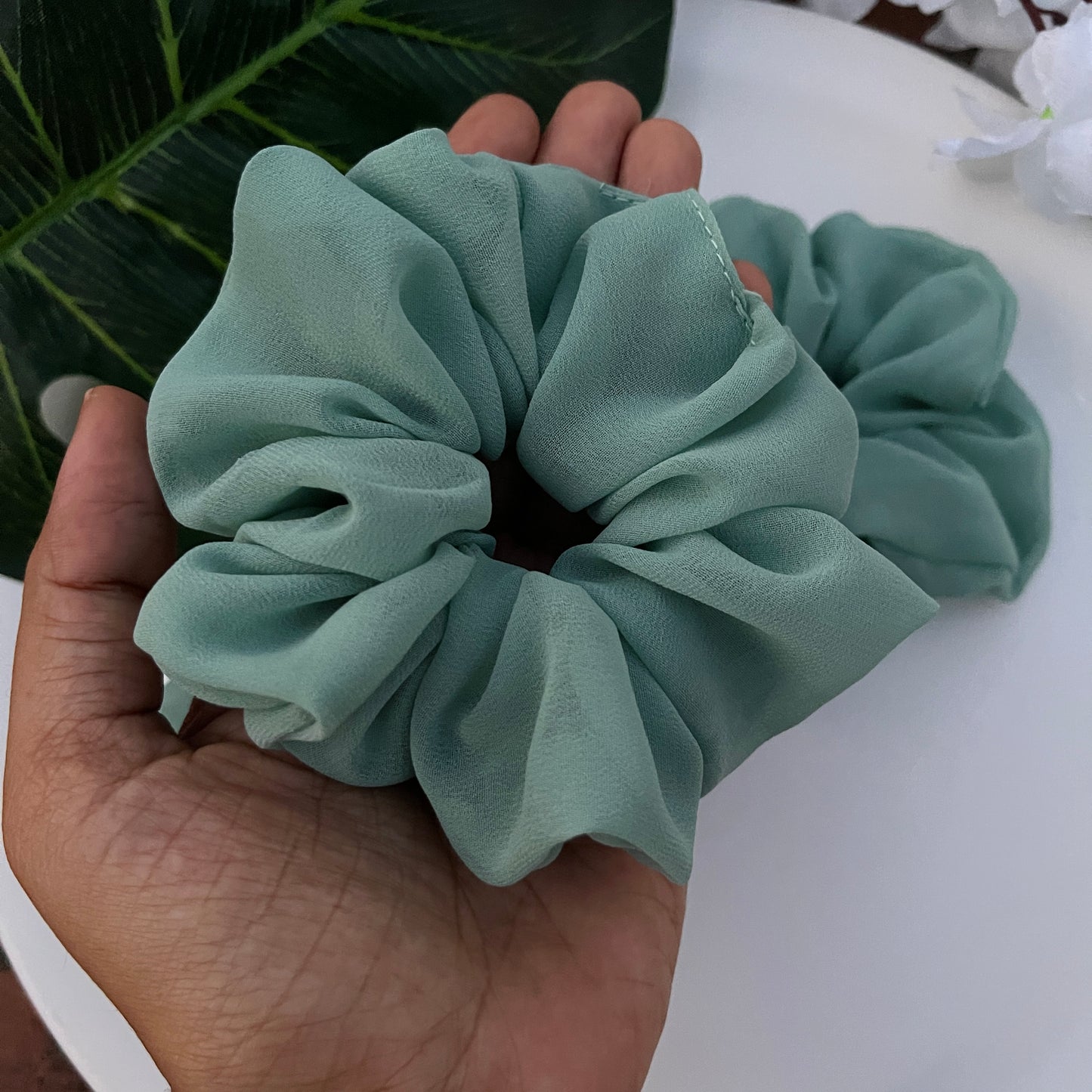 Water Leaf Georgette Scrunchies