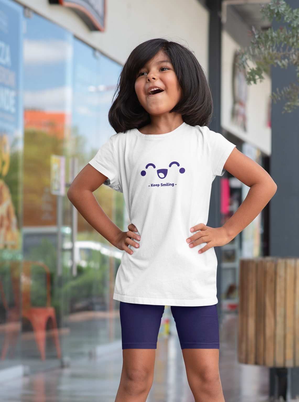 Keep Smiling Printed White Kids T-shirts