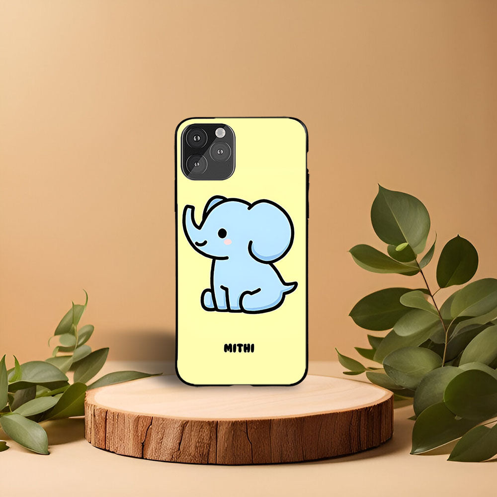 Cute Elephant Printed Name Protective Phone Case