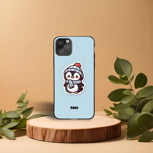 Cute Penguin Printed Name Protective Phone Case