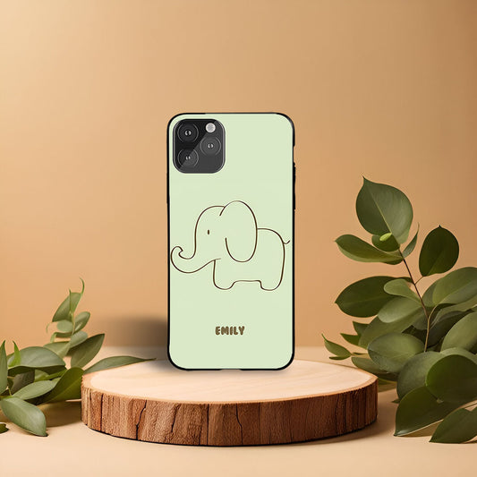 Cute Elephant Printed Name Protective Phone Case