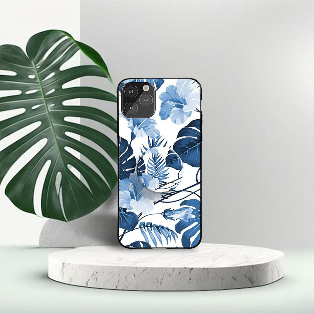 Gripper Case With Blue Floral Leaf