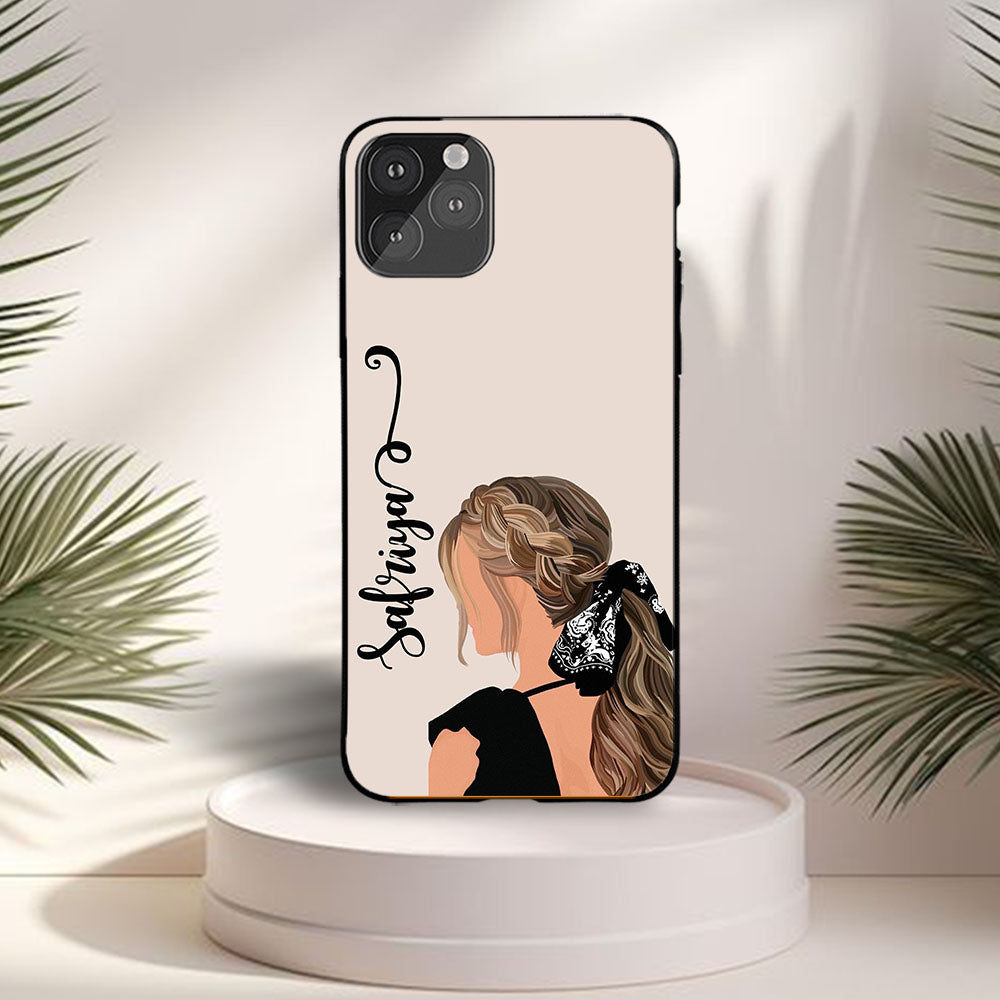 Black Scarf Girl Art Name Case