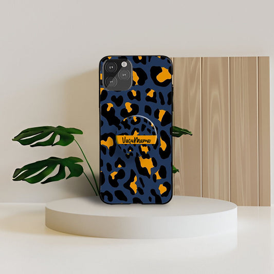 Leopard Gripper Case With Dark Blue And Yellow