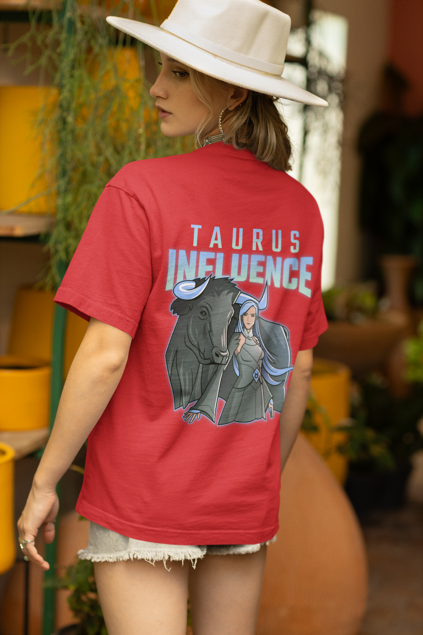 Taurus Oversized Red Front and Back Printed T-shirt Unisex