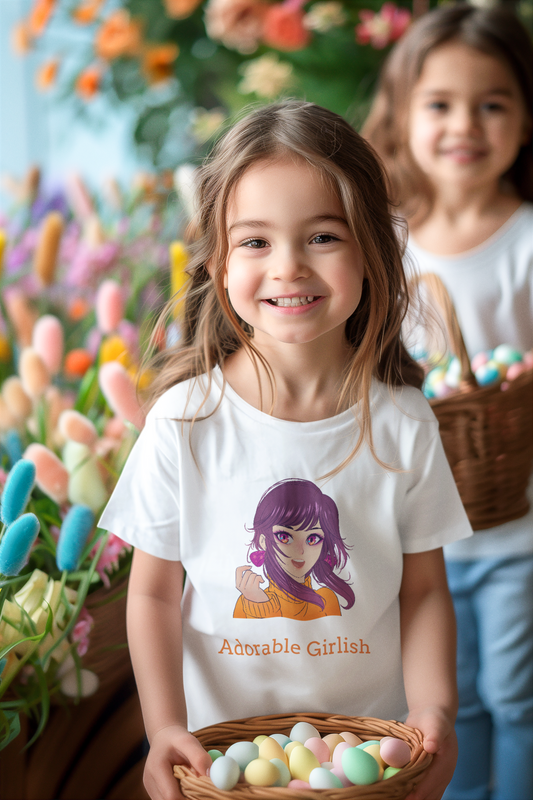 Adorable Girlish Printed White Kids T-shirts