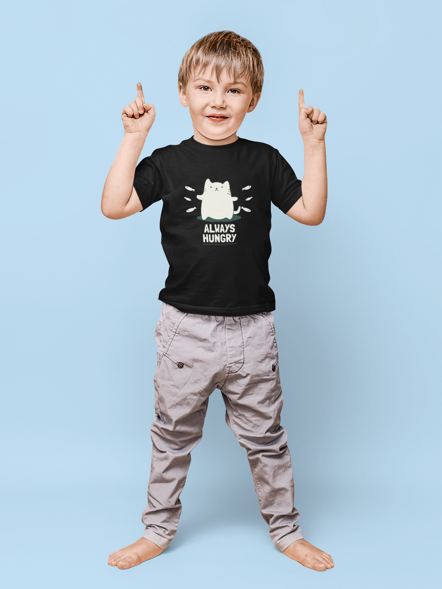 Always hungry animal Printed black Kids T-shirts