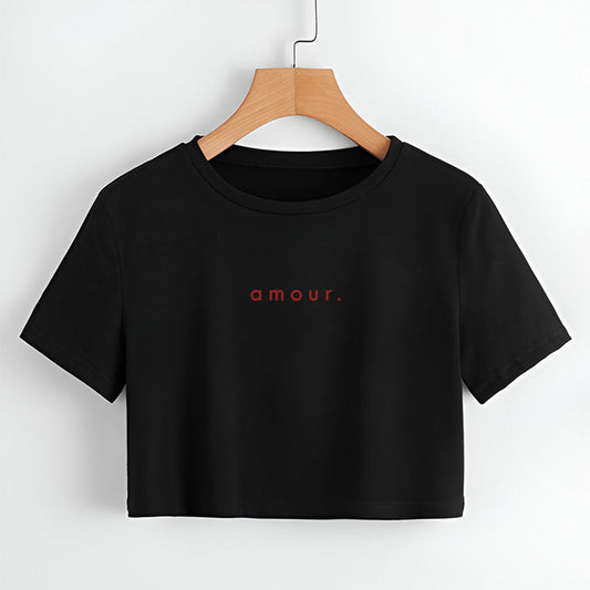 amour red Black Crop Top