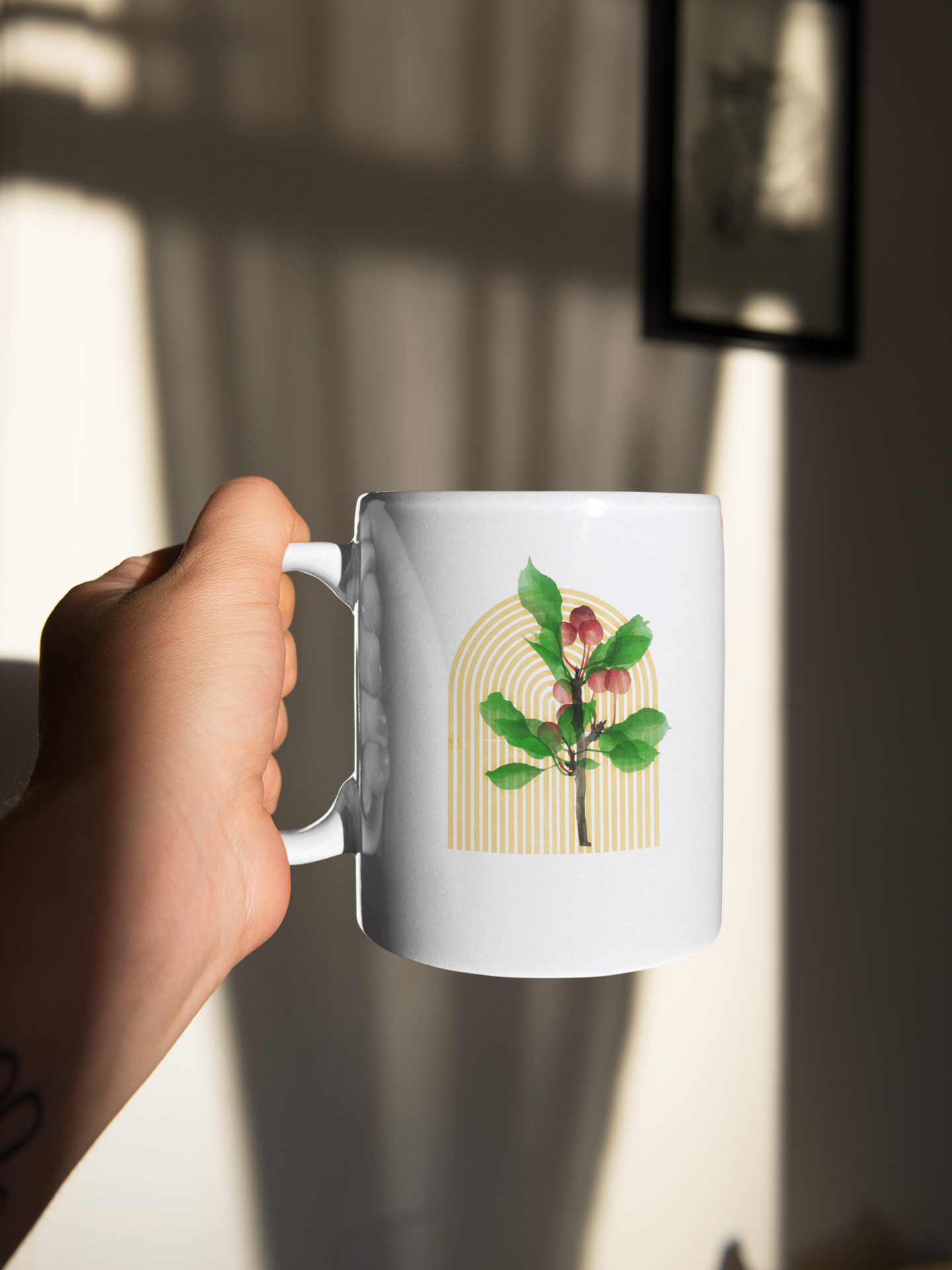 Leaf Art Design Printed White Coffee Mug