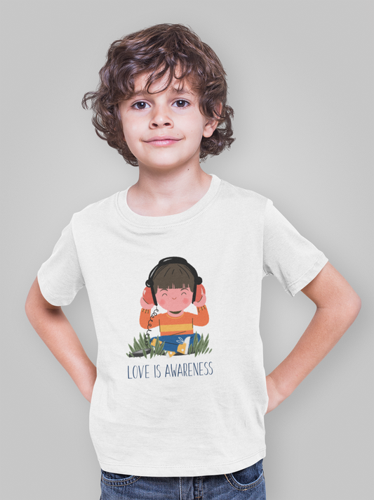 Love is awareness Printed white Kids T-shirts