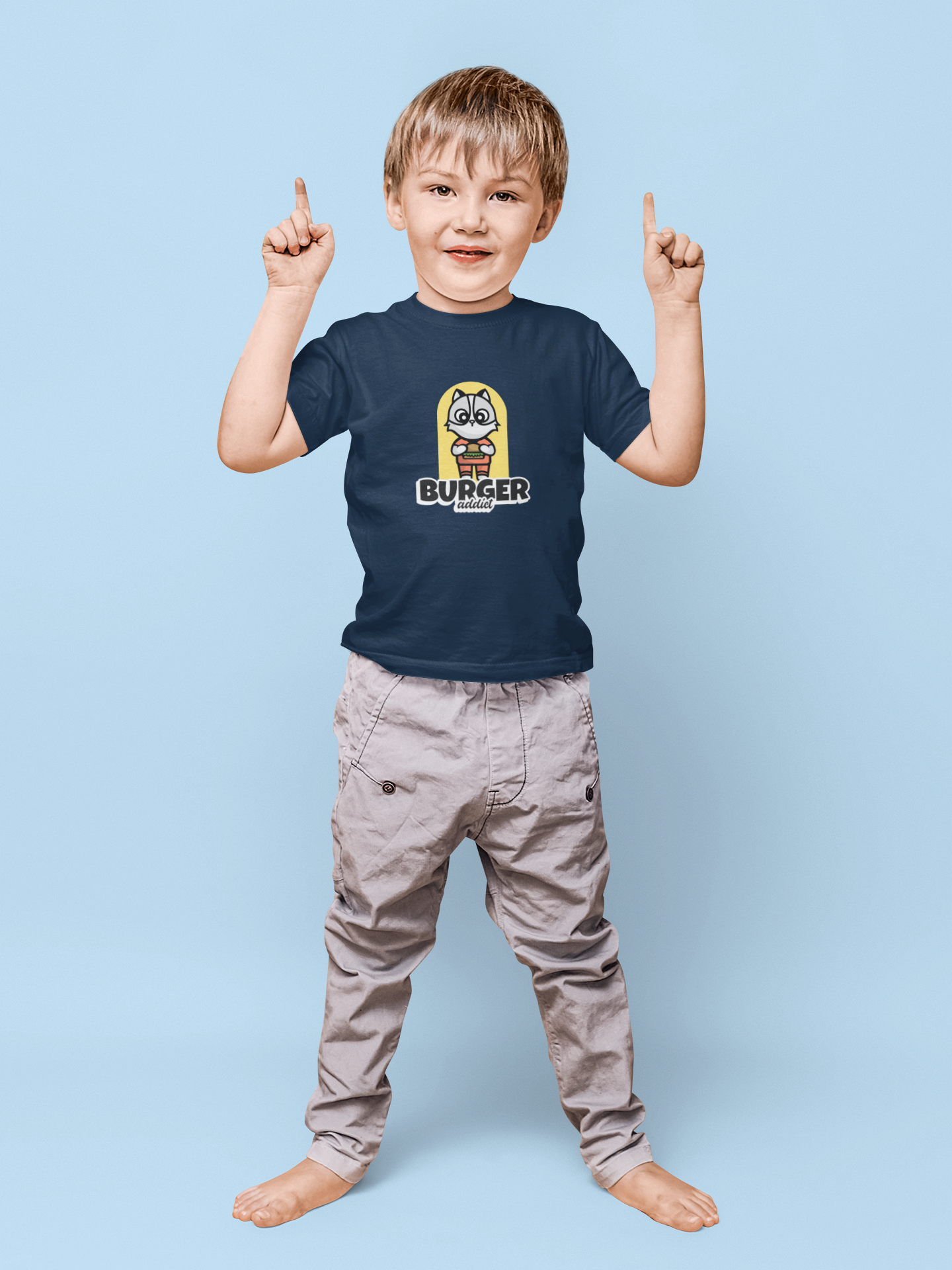 Burger addict Printed navy blue Kids T-shirts