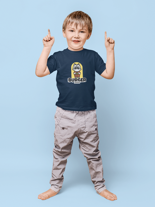 Burger addict Printed navy blue Kids T-shirts