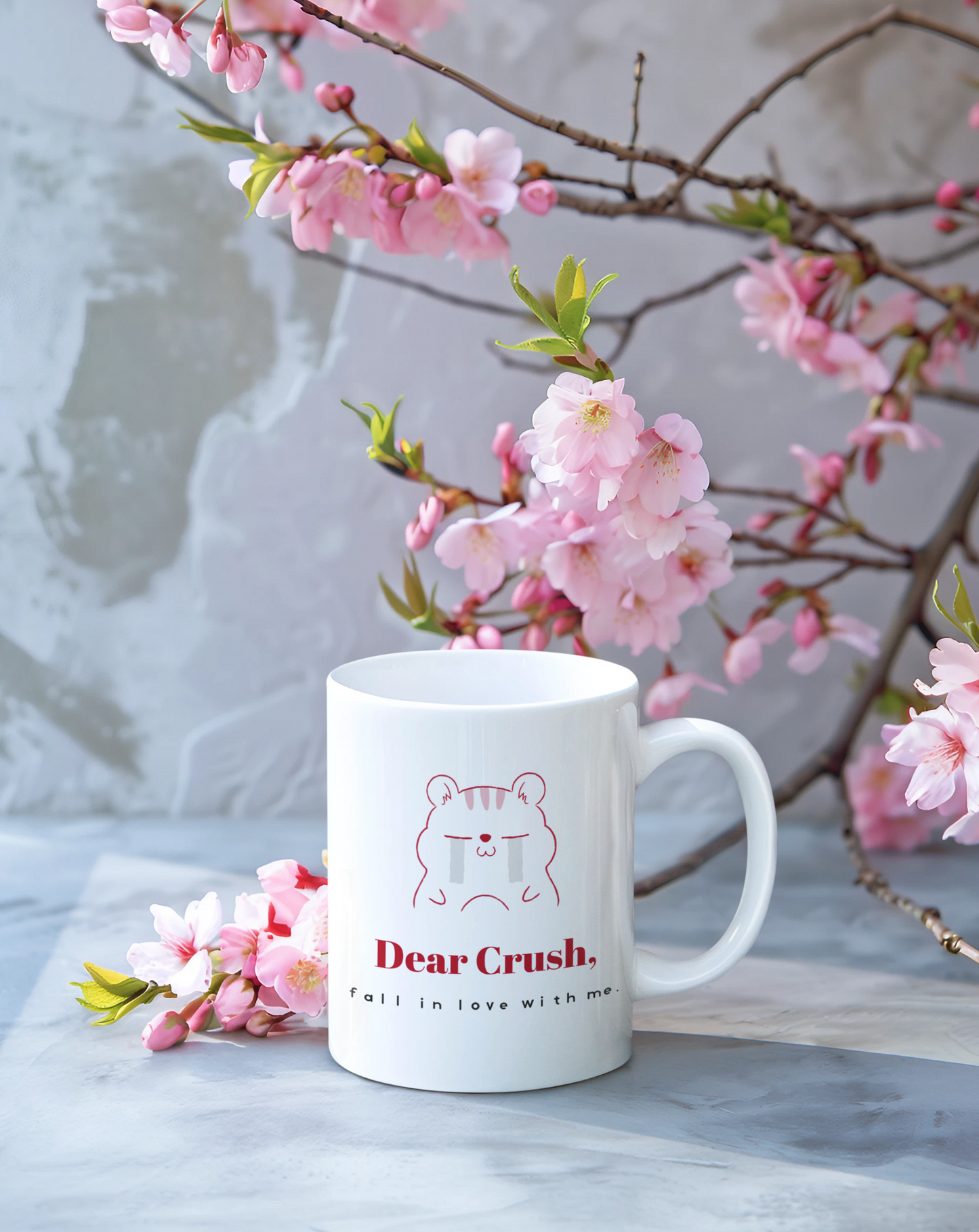 Dear Crush Fall In Love With Me Printed White Coffee Mug