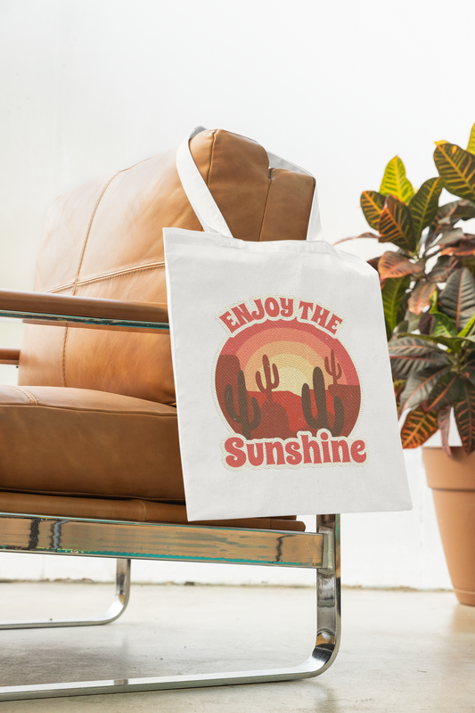 Enjoy The Sunshine Printed White Tote Bag