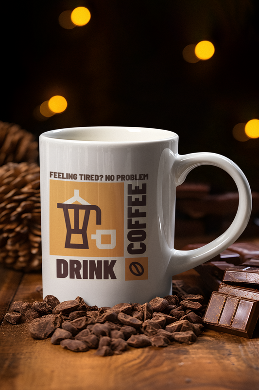 Feeling Tired ? No Problem Drink Coffee Printed White Coffee Mug