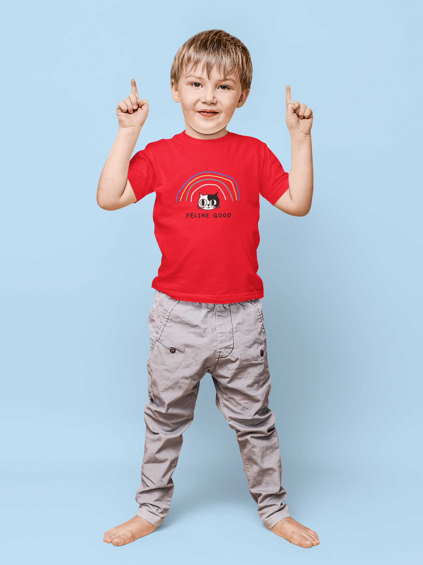 Feline good Printed red Kids T-shirts