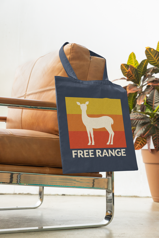 Free Range Printed Navy Tote Bag