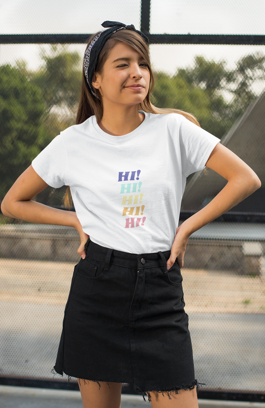 Hi Hi Hi Hi  printed White Unisex T-Shirt