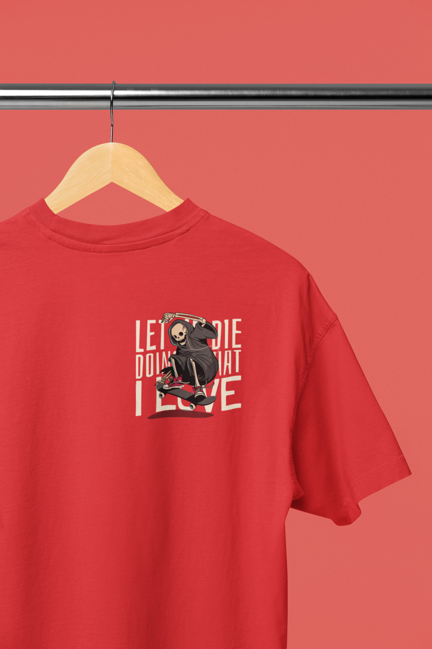 Let Me Die Doing What I Love Oversized Red Front and Back Printed T-shirt Unisex