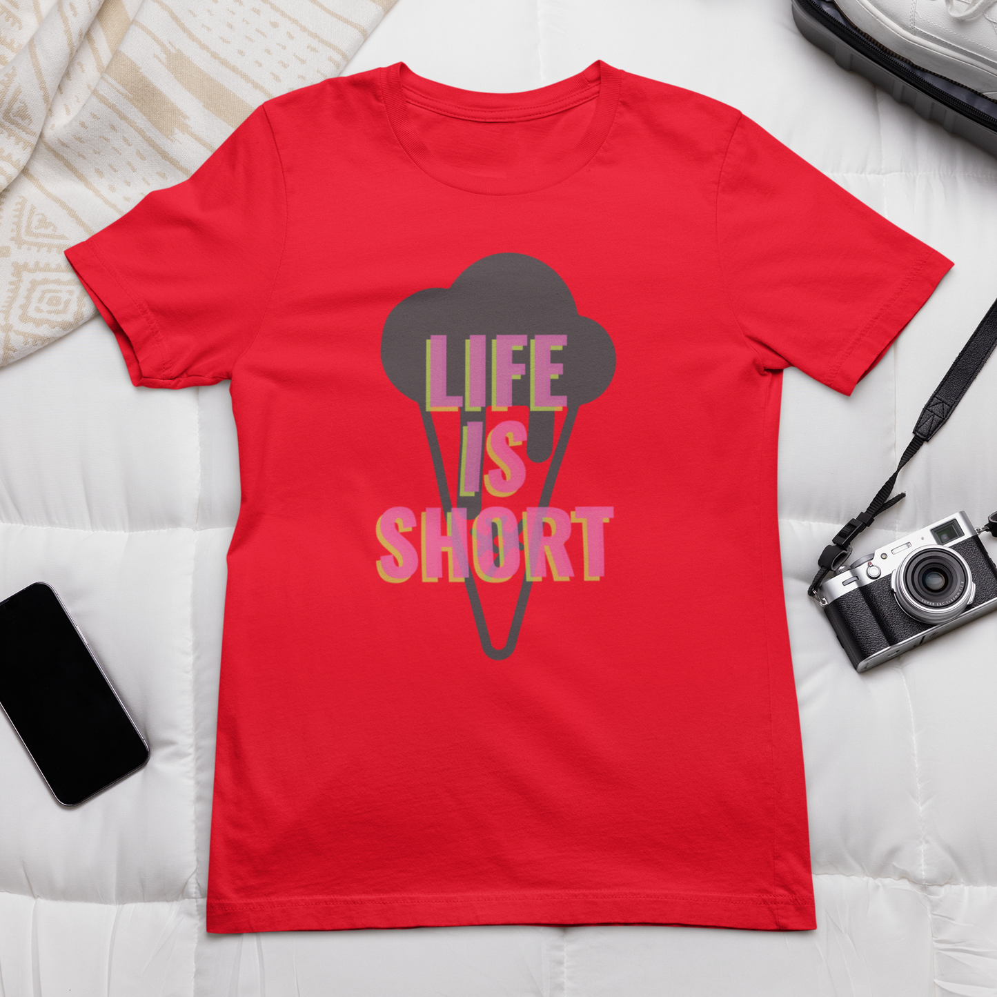 Life is short Printed red Unisex T-Shirt