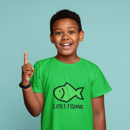 Little fishing Printed flag green Kids T-shirts