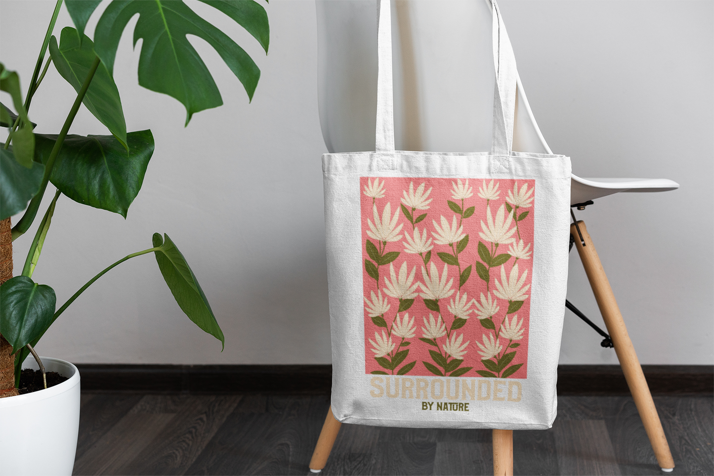 Surrounded By Natore Printed WhiteTote Bag