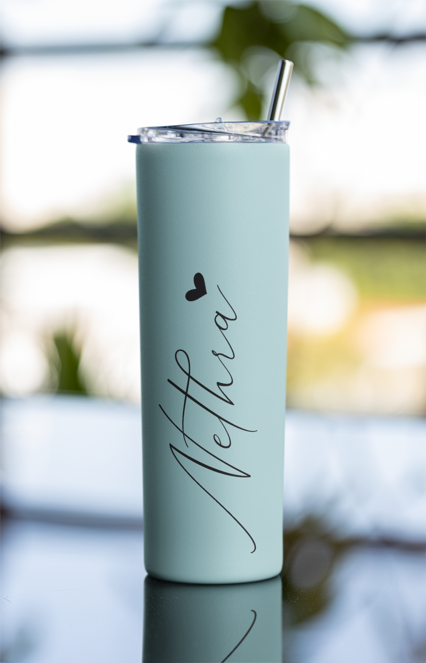 Personalised Name Printed Tumbler Bottle With Steel Straw