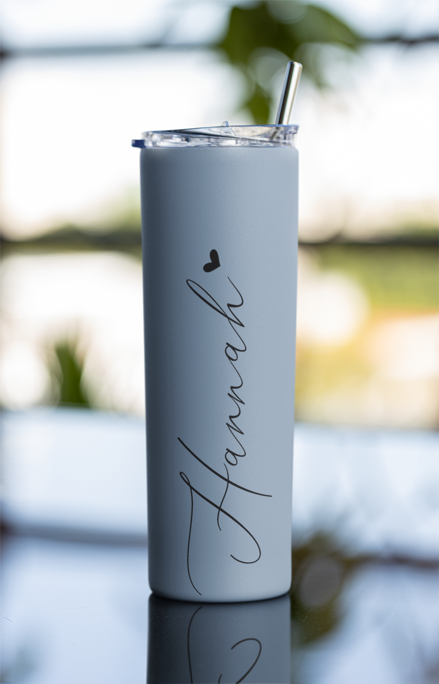 Personalised Name Printed Tumbler Bottle With Steel Straw