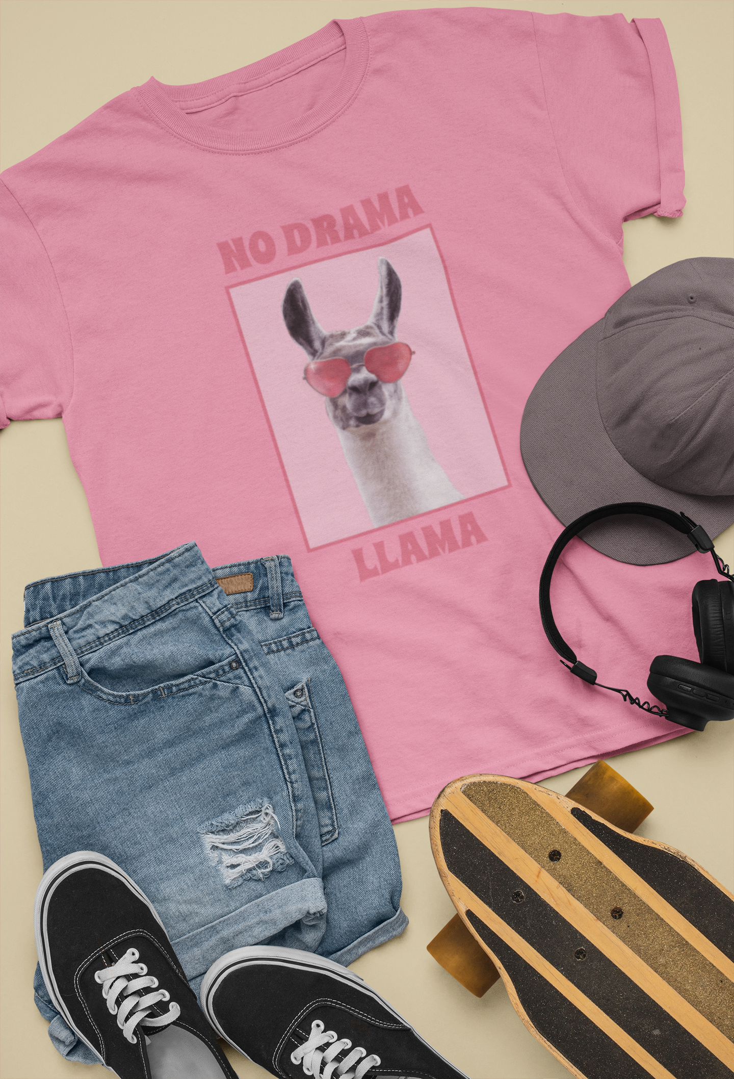 No Drama LLAMA Printed Flamingo Unisex T-Shirt