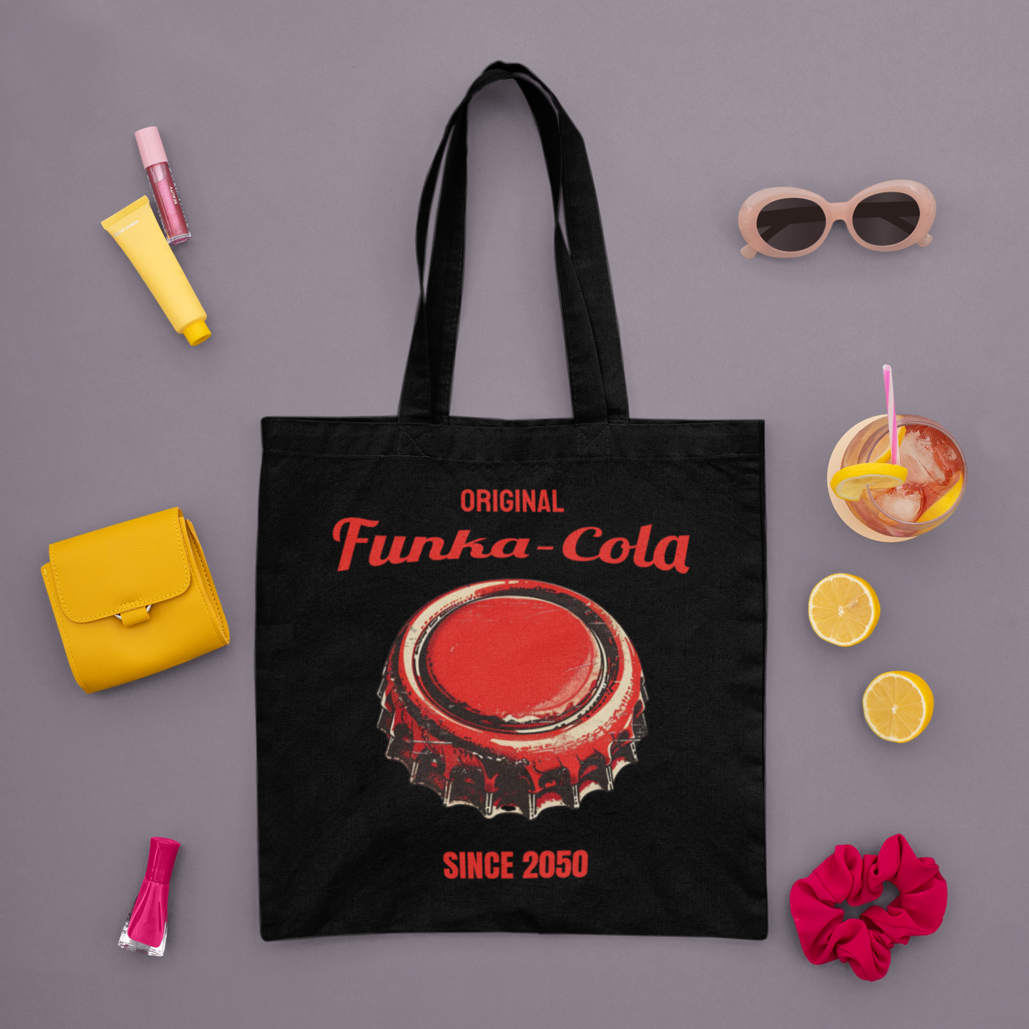 Orginal Funka Cola Since 2050 Printed Black Tote Bag