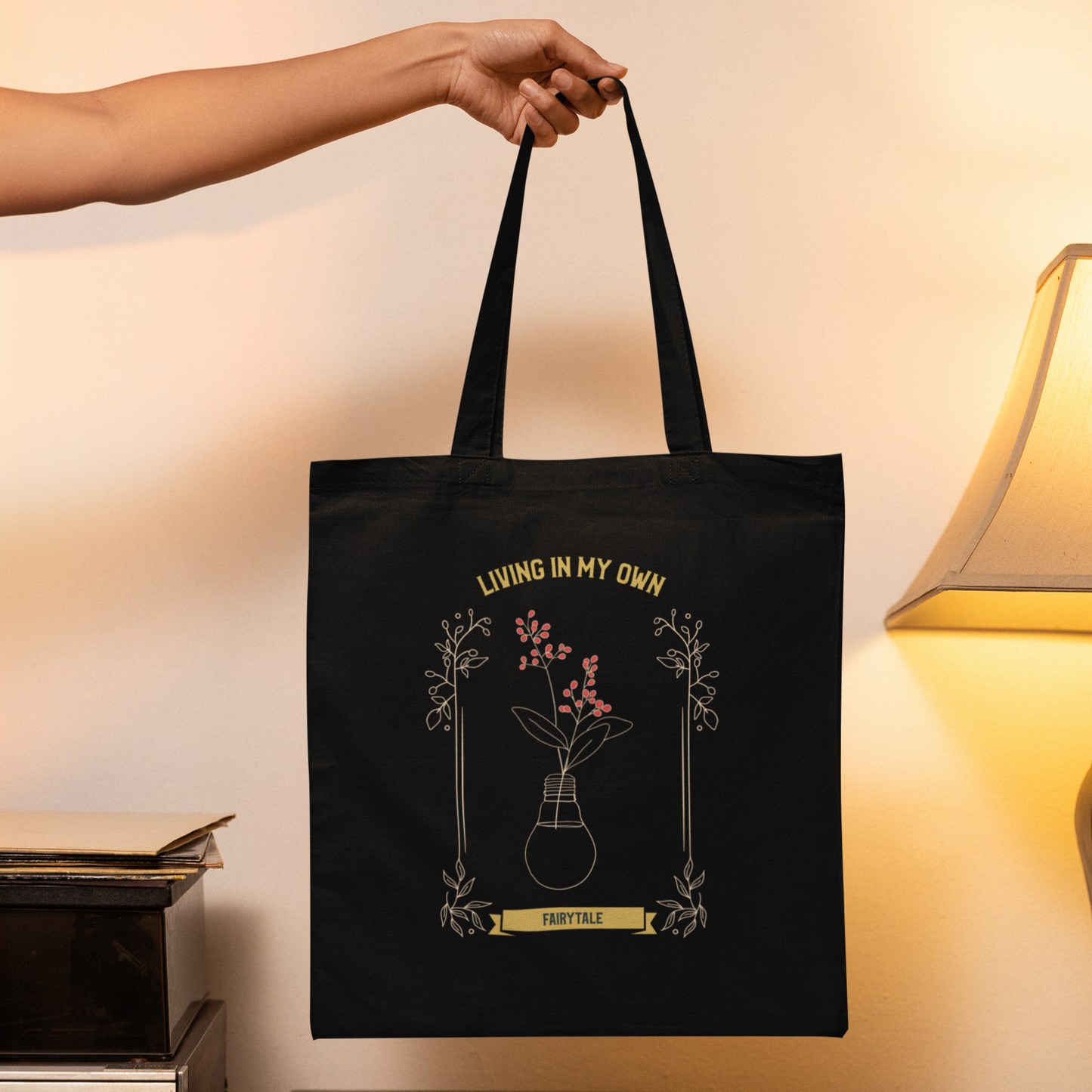 Living in my own Printed black Tote Bag