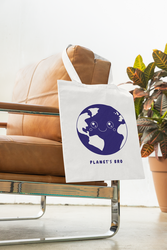 Planet's Bro Printed White Tote Bag