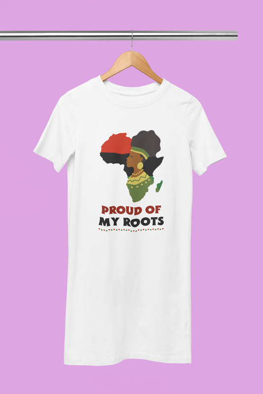 Proud Of My Roots Printed White T-shirt Dress