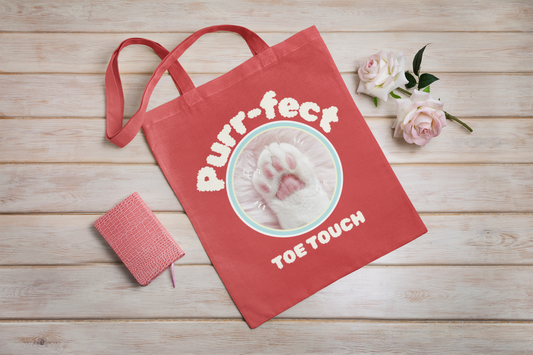 Purr-fect Toe Touch Printed Red Tote Bag